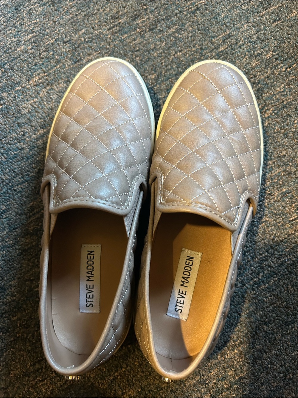 Steve Madden Quilted Slip-On Sneakers in Light Beige